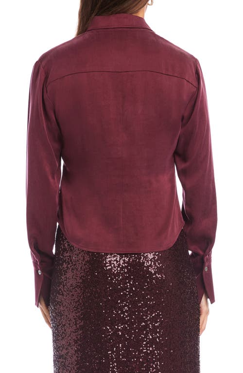 Fifteen Twenty Tawnie Side Pleat Satin Button-up Shirt In Burgundy