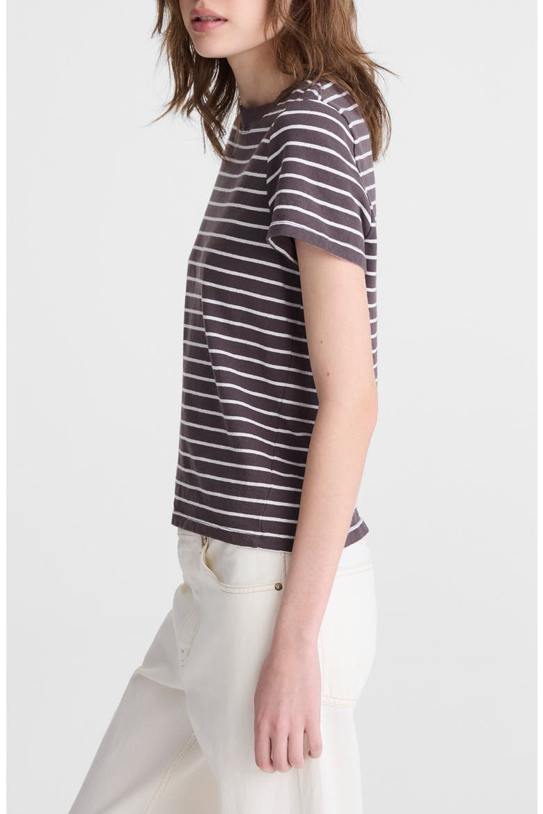 Stripe Relaxed Cotton Jersey T-Shirt, Alternate, color, CHOCOLATE PLUM