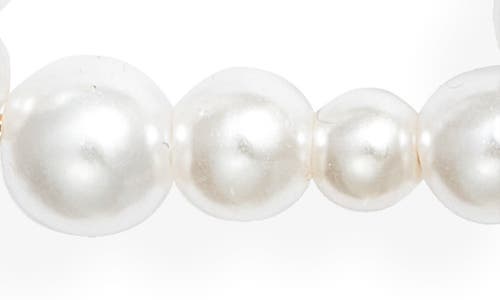 Open Edit Imitation Pearl Rectangle Hoop Earrings In White