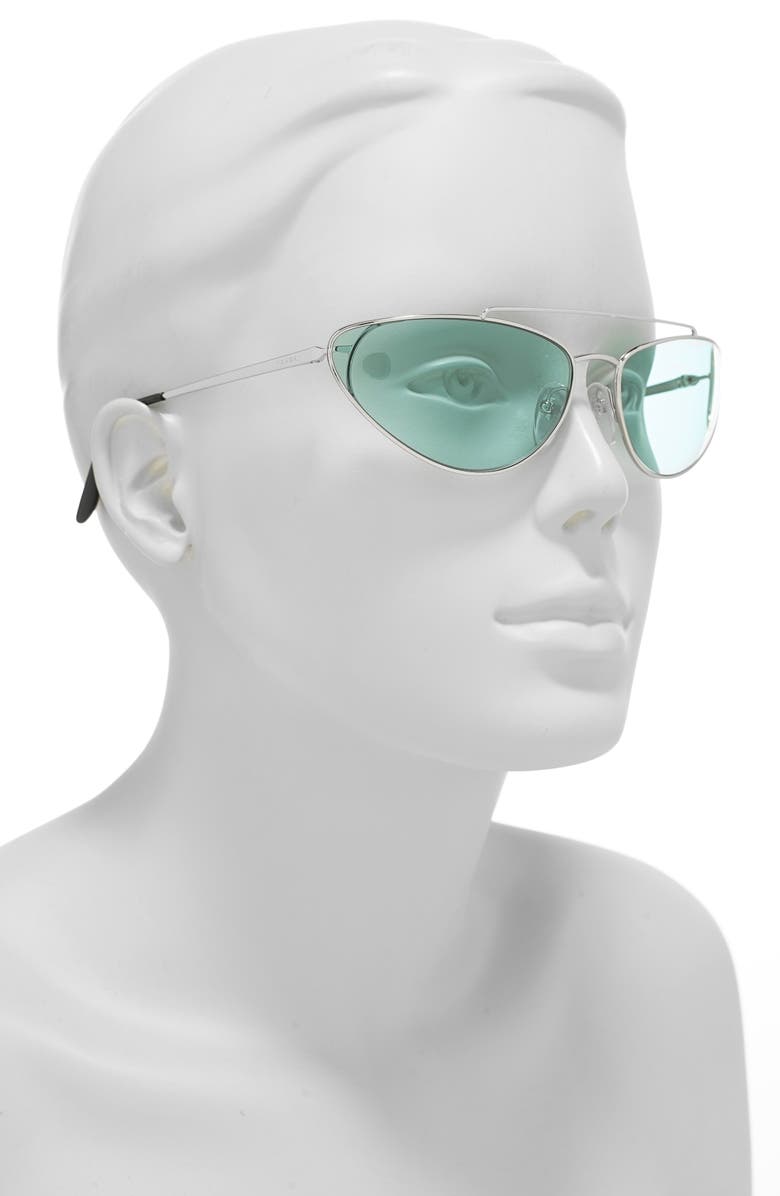 Prada 66mm Irregular Cat Eye Sunglasses, Alternate, color, Silver