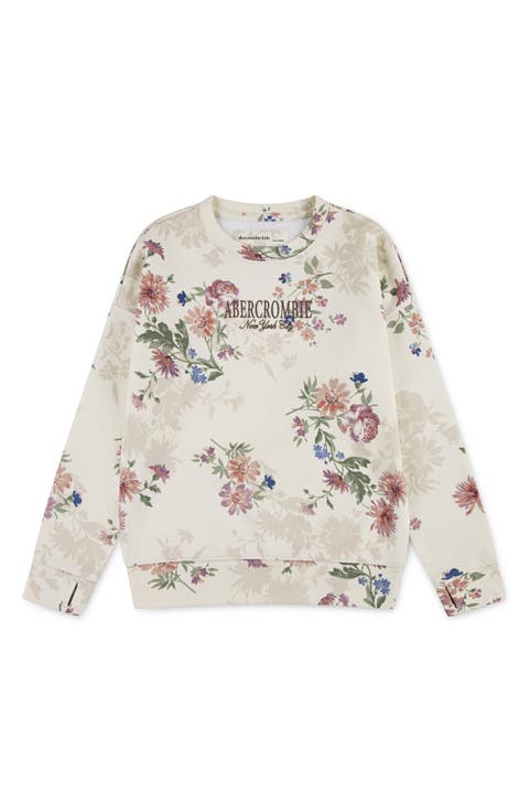 Kids' Floral Cotton Blend Fleece Sweatshirt (Little Kid & Big Kid)