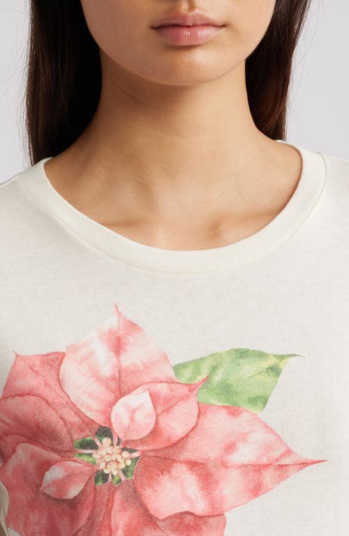 Golden Hour Poinsettia Long Sleeve Cotton Graphic T-shirt In Multi