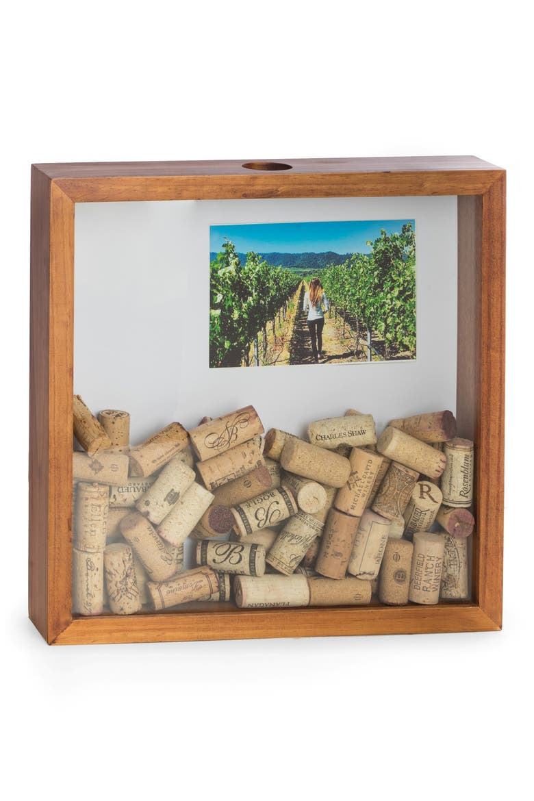 Wine Cork Shadow Box, Main, color, BROWN