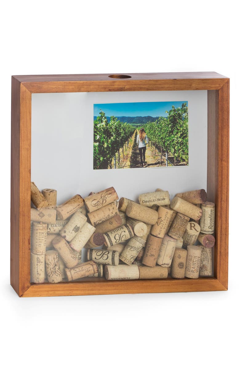 Bey-Berk Wine Cork Shadow Box, Main, color, Brown