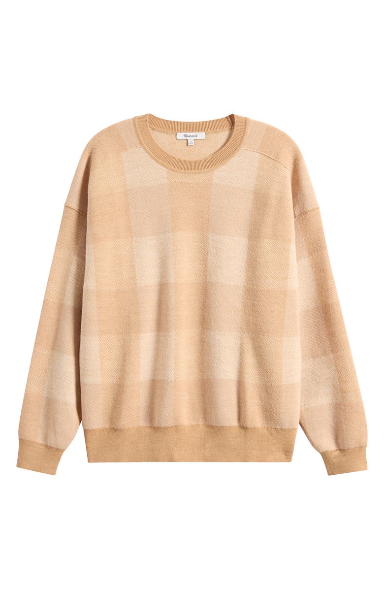 Madewell Plaid Merino Wool Pullover Sweater, Alternate, color, Camel Combo