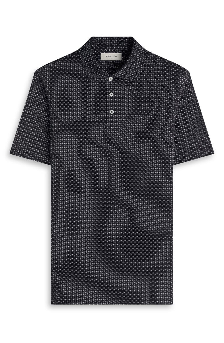 Bugatchi Victor OoohCotton<sup>®</sup> Palm Tree Print Polo, Alternate, color, Black