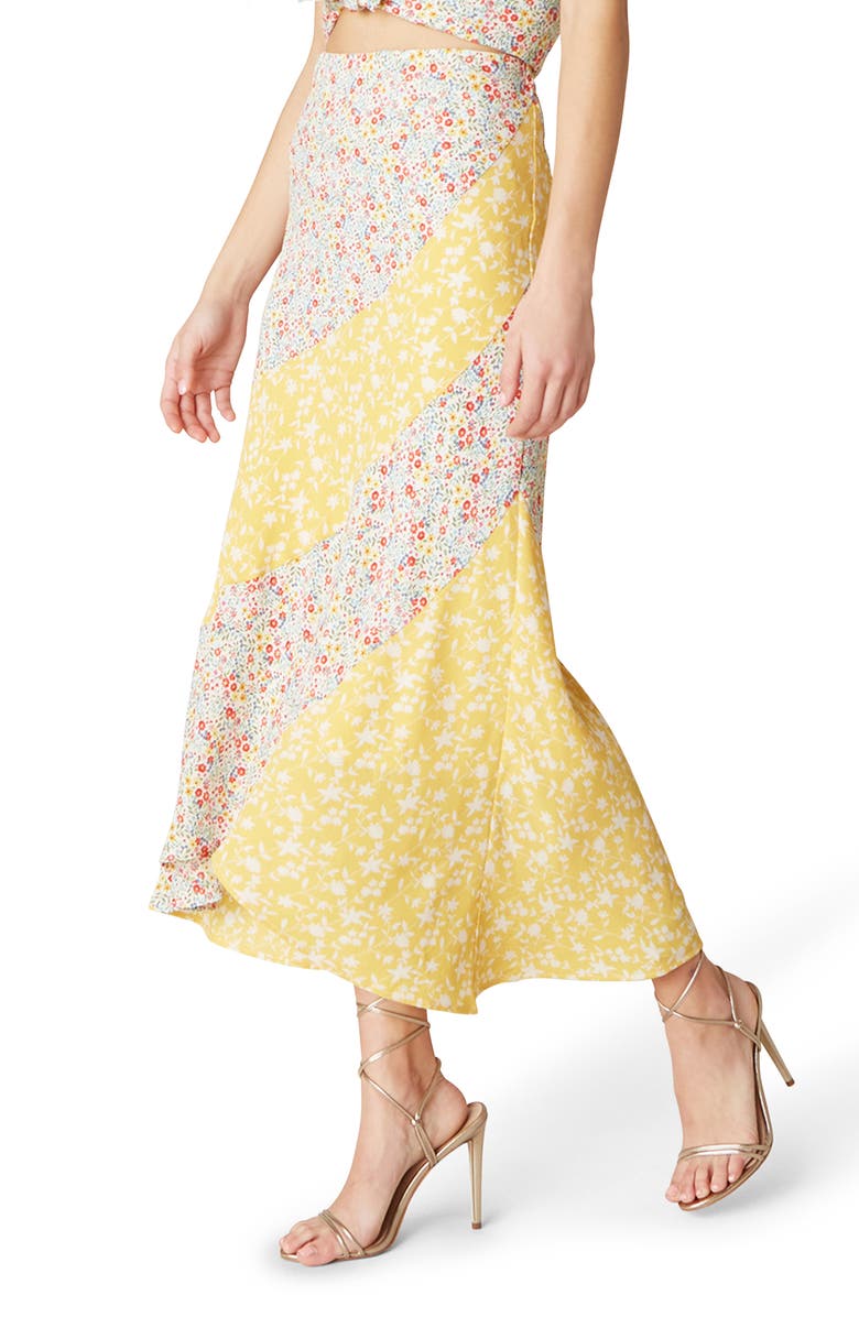 BB Dakota by Steve Madden BB Dakota Mixing It Mixed Floral Print Midi Skirt, Alternate, color,