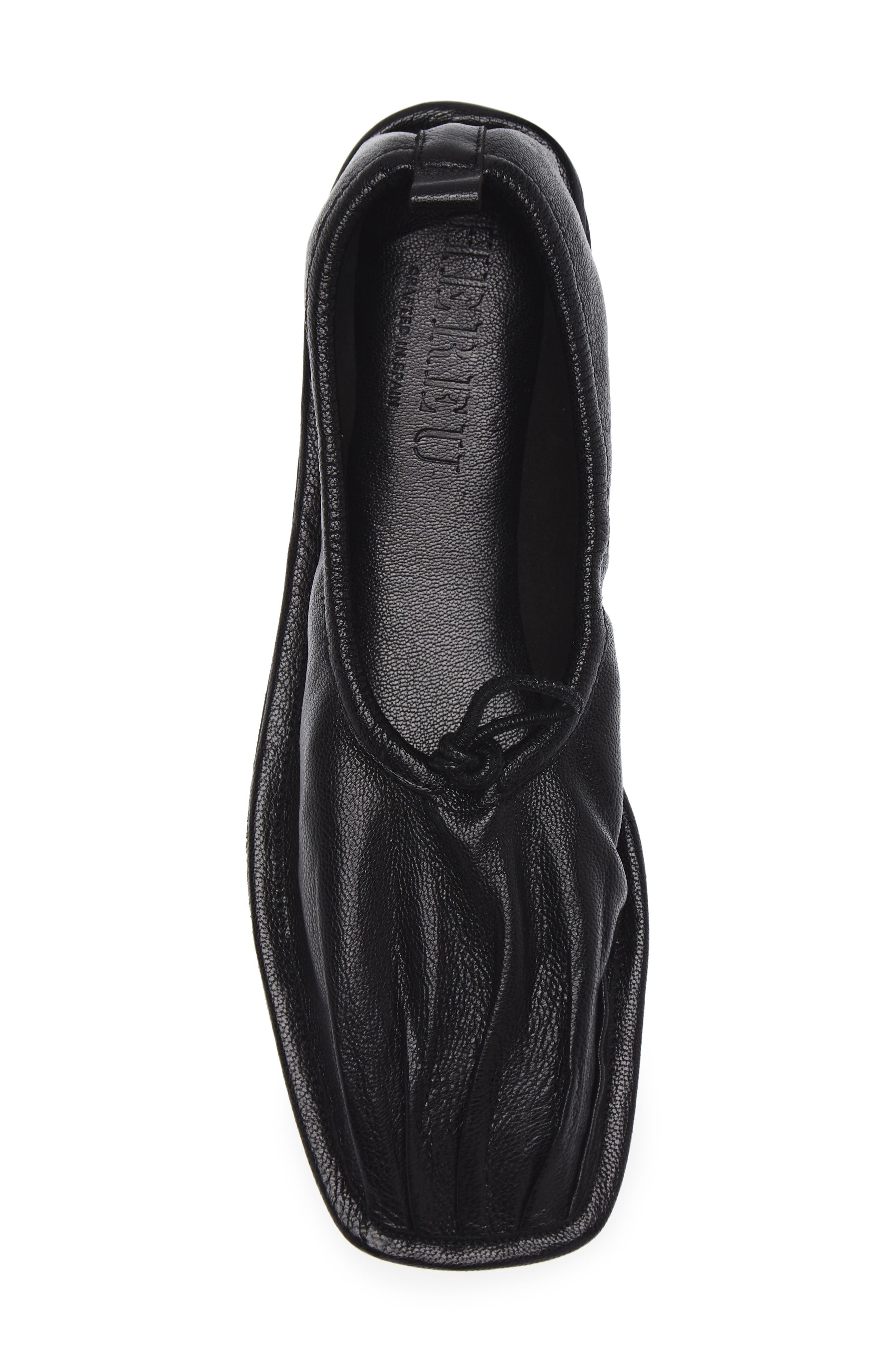 HEREU Puntera Pleated Square Toe Flat, Alternate, color, Black