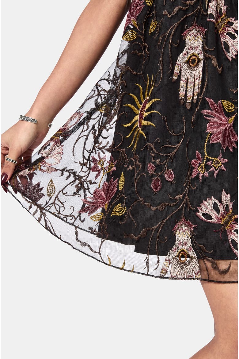 Angela Folk Embroidered Cami Dress, Alternate, color, Black