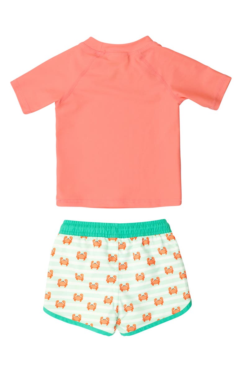 RuggedButts Short Sleeve Two-Piece Rashguard Swimsuit, Alternate, color, Orange