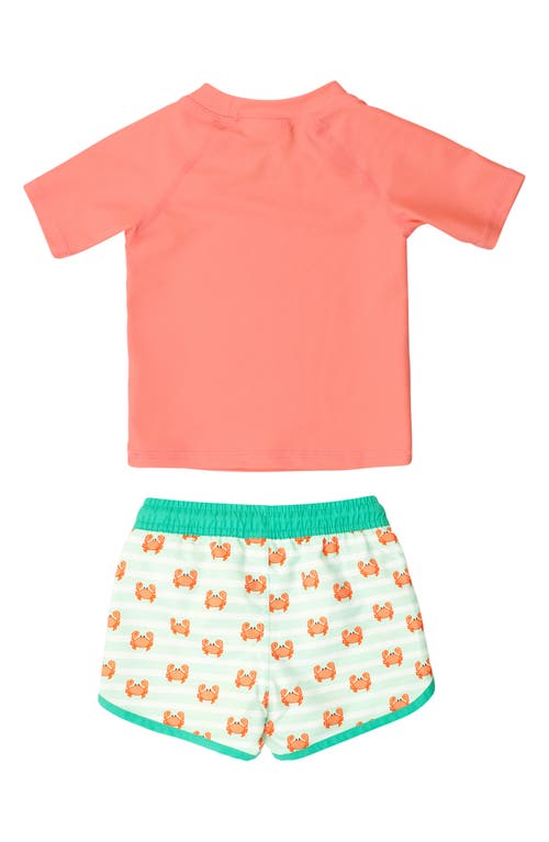 Ruggedbutts Short Sleeve Two-piece Rashguard Swimsuit In Orange