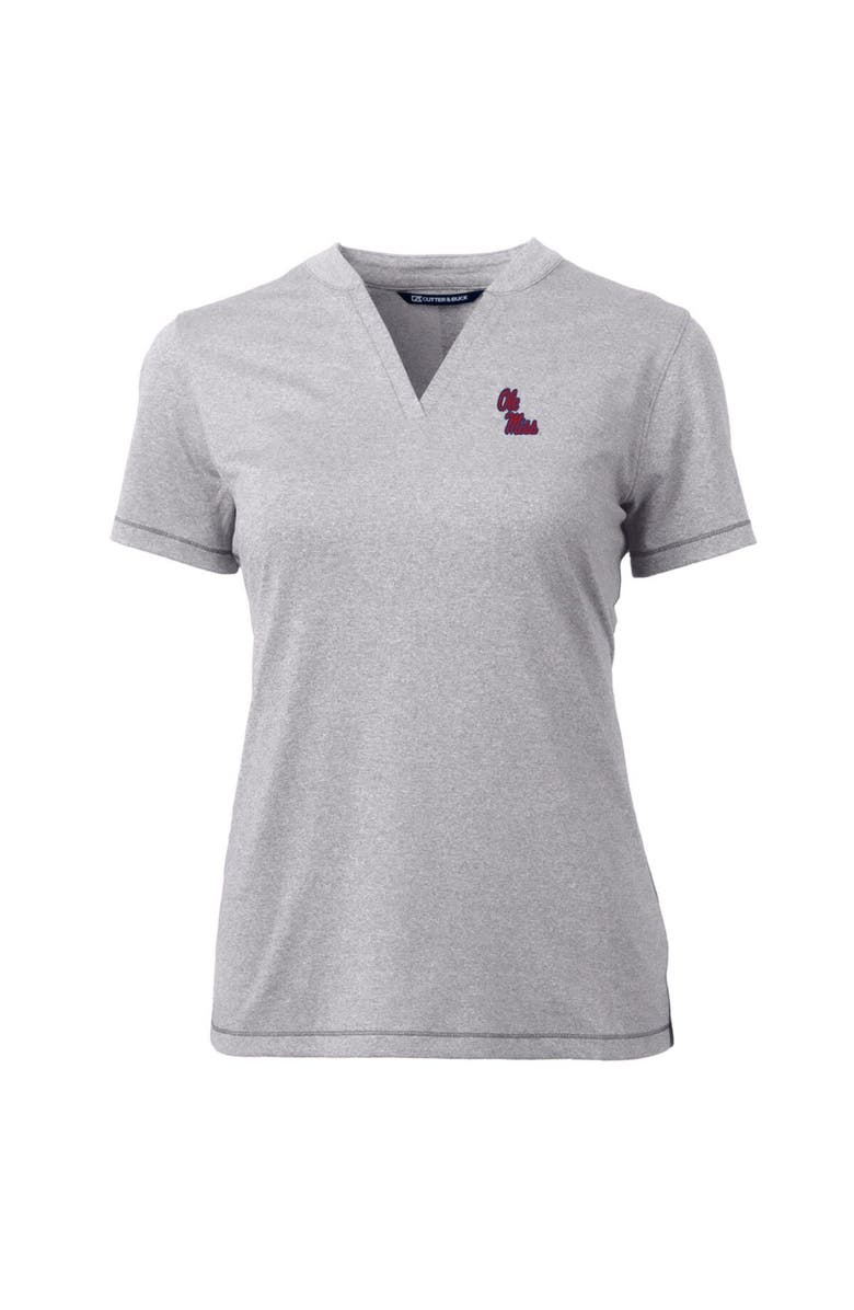 Cutter & Buck Women's Cutter & Buck Heather Gray Ole Miss Rebels Forge Blade V-Neck Top, Alternate, color, 