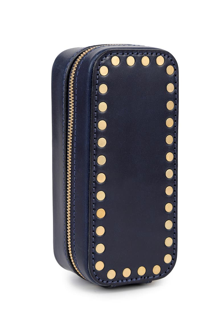 Oblong Genuine Leather Jewelry Box, Alternate, color, Navy