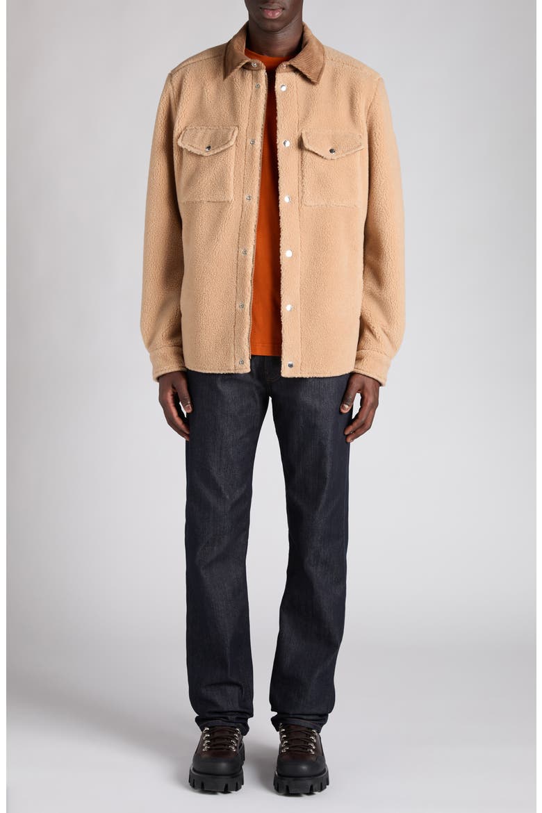 High Pile Fleece Shirt Jacket, Alternate, color, LATTE