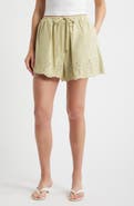 A.REN Lia Eyelet Tie Waist Linen & Cotton Shorts