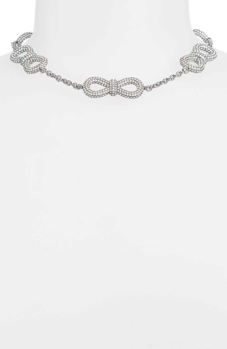 Mach & Mach Crystal Bow Station Choker Necklace, Alternate, color, 
