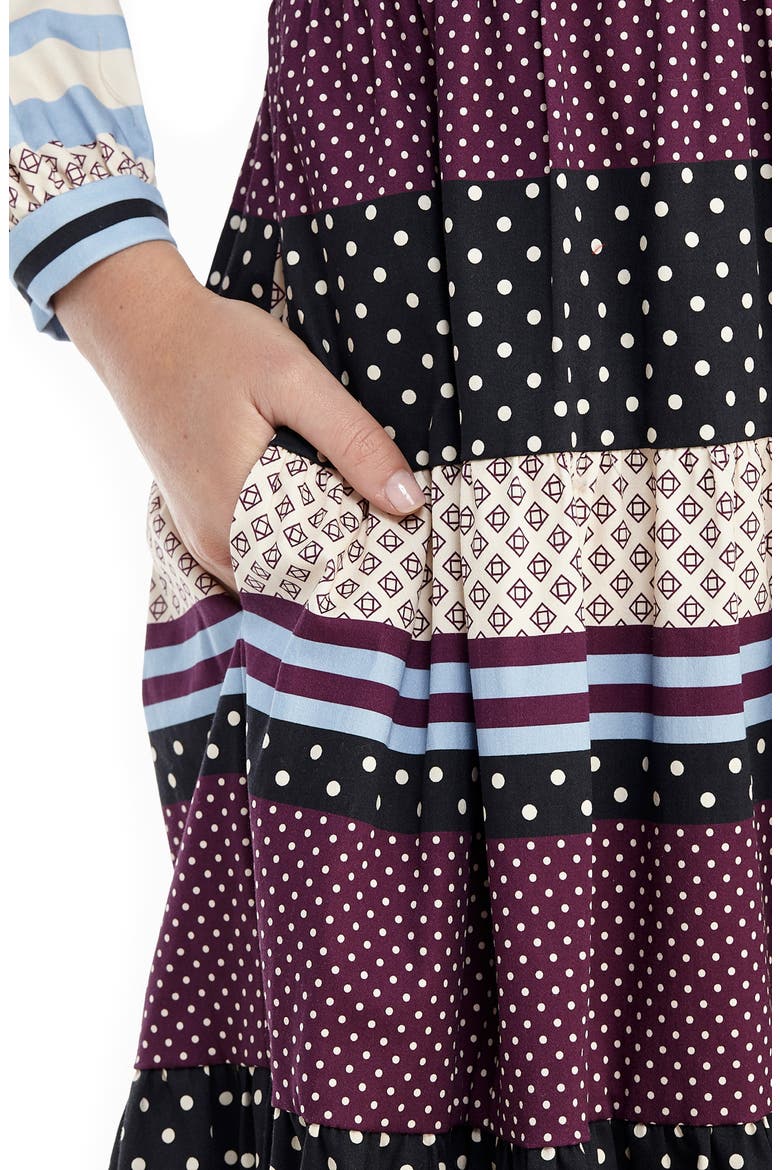 Dakota Mixed Print Long Sleeve Fit & Flare Dress, Alternate, color, MOONLAKE/ WATER ROSE