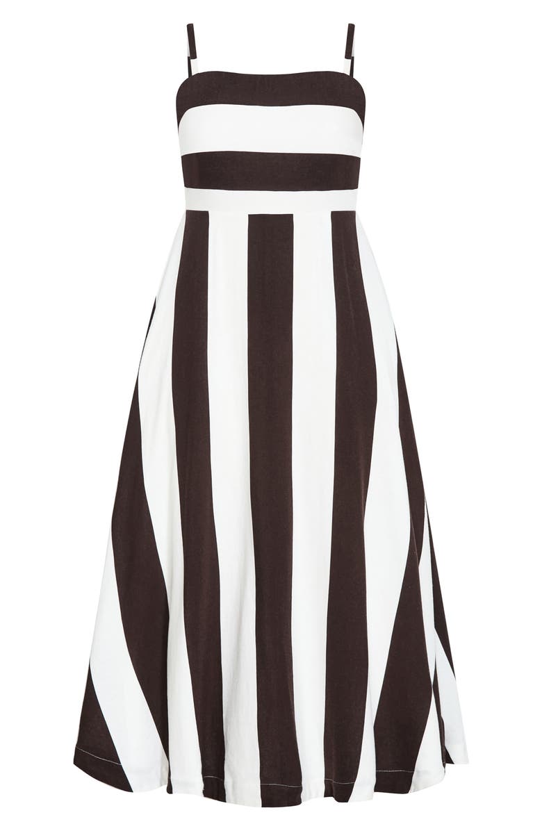 City Chic Simone Stripe Maxi Dress, Alternate, color, Chocolate/ Ivory