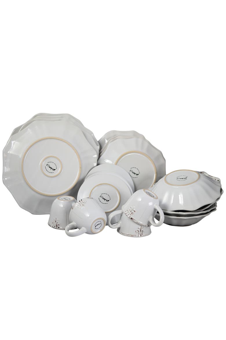Fleur De Lys 20-Piece Dinnerware Set, Alternate, color, White