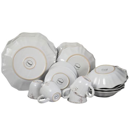 Elama Fleur De Lys 20-piece Dinnerware Set In White