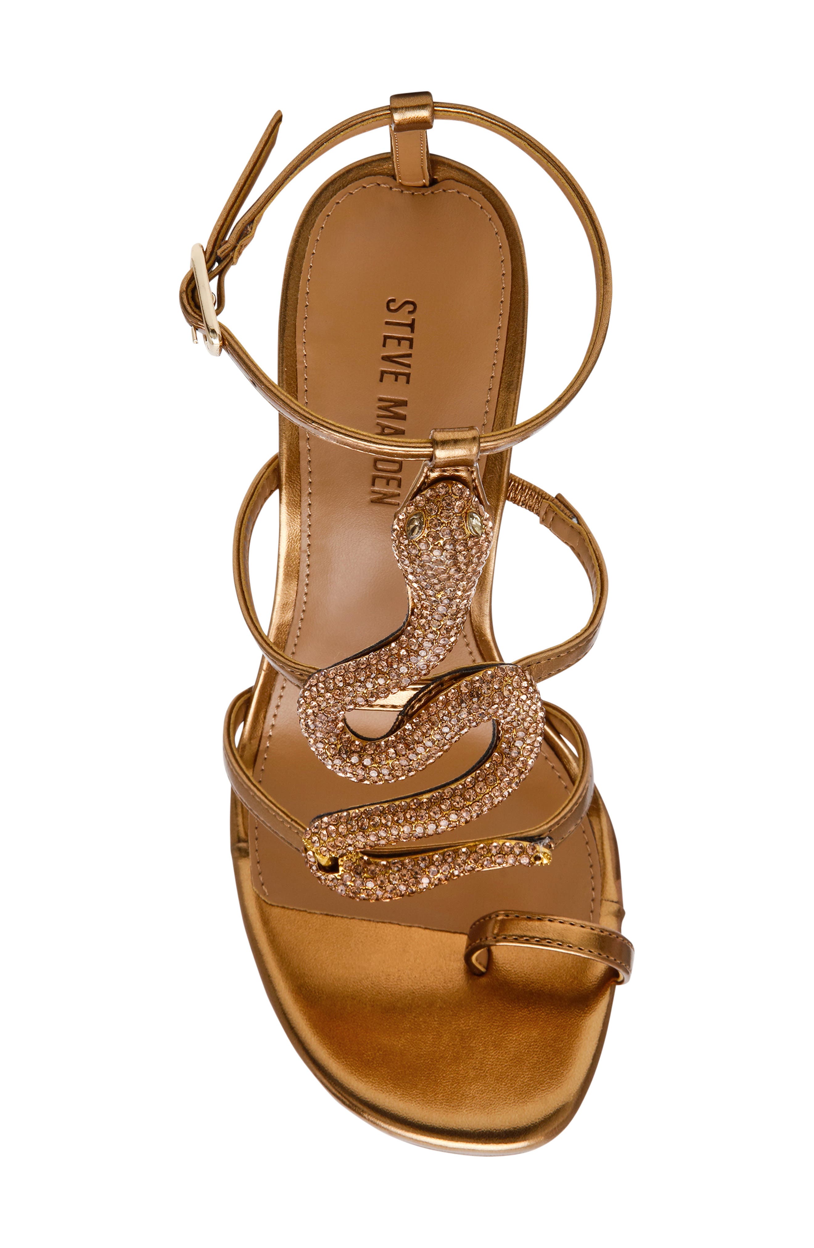 Steve Madden Python Crystal Snake Ankle Strap Sandal, Alternate, color, Bronze