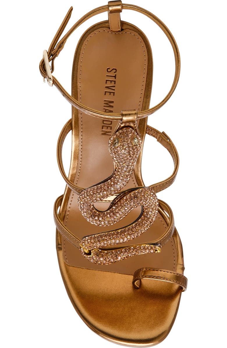 Steve Madden Python Crystal Snake Ankle Strap Sandal, Alternate, color, Bronze