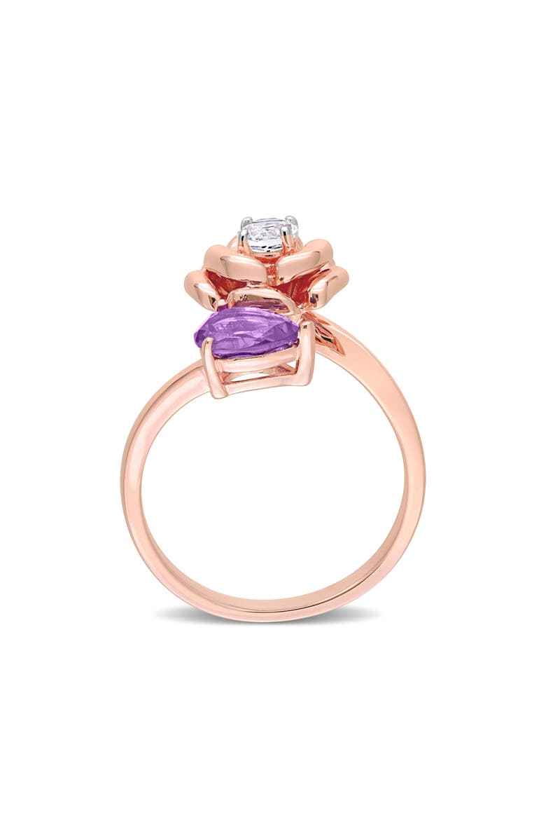 DELMAR Pear Cut African Amethyst & White Topaz Rose Ring, Alternate, color, 