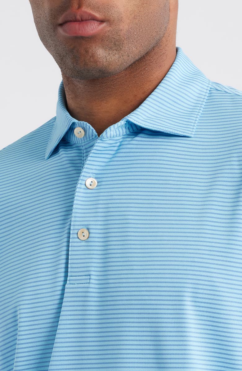 Peter Millar Grace Stripe Performance Piqué Polo, Alternate, color, Seaport Blue