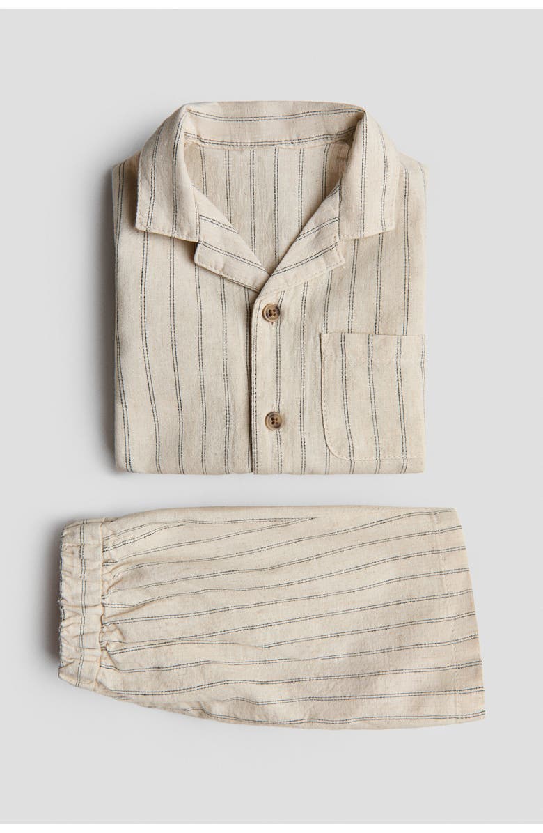 H&M 2-piece linen-blend set, Alternate, color, Light Beige/Striped