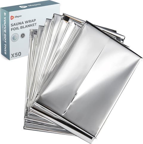 Sauna Wrap Foil Blanket 10x, 25x, 50x Disposable Thermal Wrap for Infrared Sauna