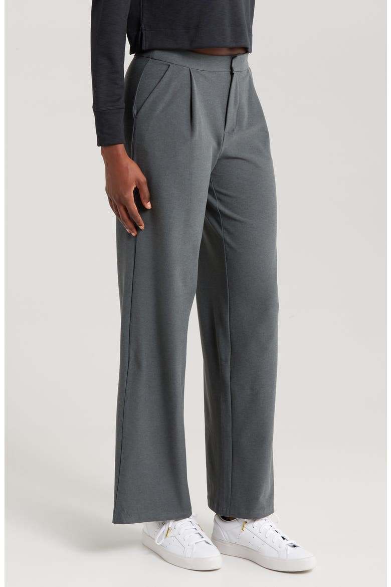 Elevation High Waist Flare Pants, Alternate, color, DARK PEWTER HEATHER