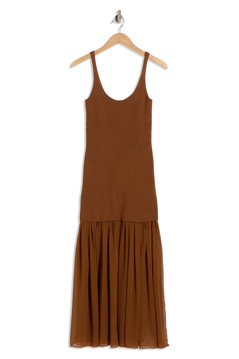 Micky Mixed Media Dress, Alternate, color, LIGHT CHESTNUT