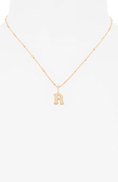 Leith Varsity Font Cubic Zirconia Initial Pendant Necklace In Gold