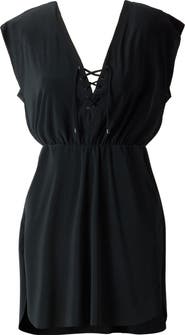 Magicsuit® Lace-Up Matte Jersey Cover-Up Dress
