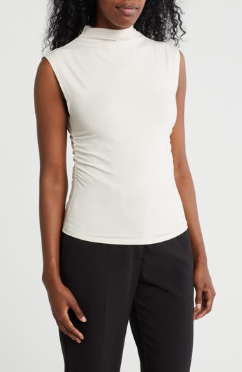 Nordstrom Rack Funnel Neck Ruched Tank In White