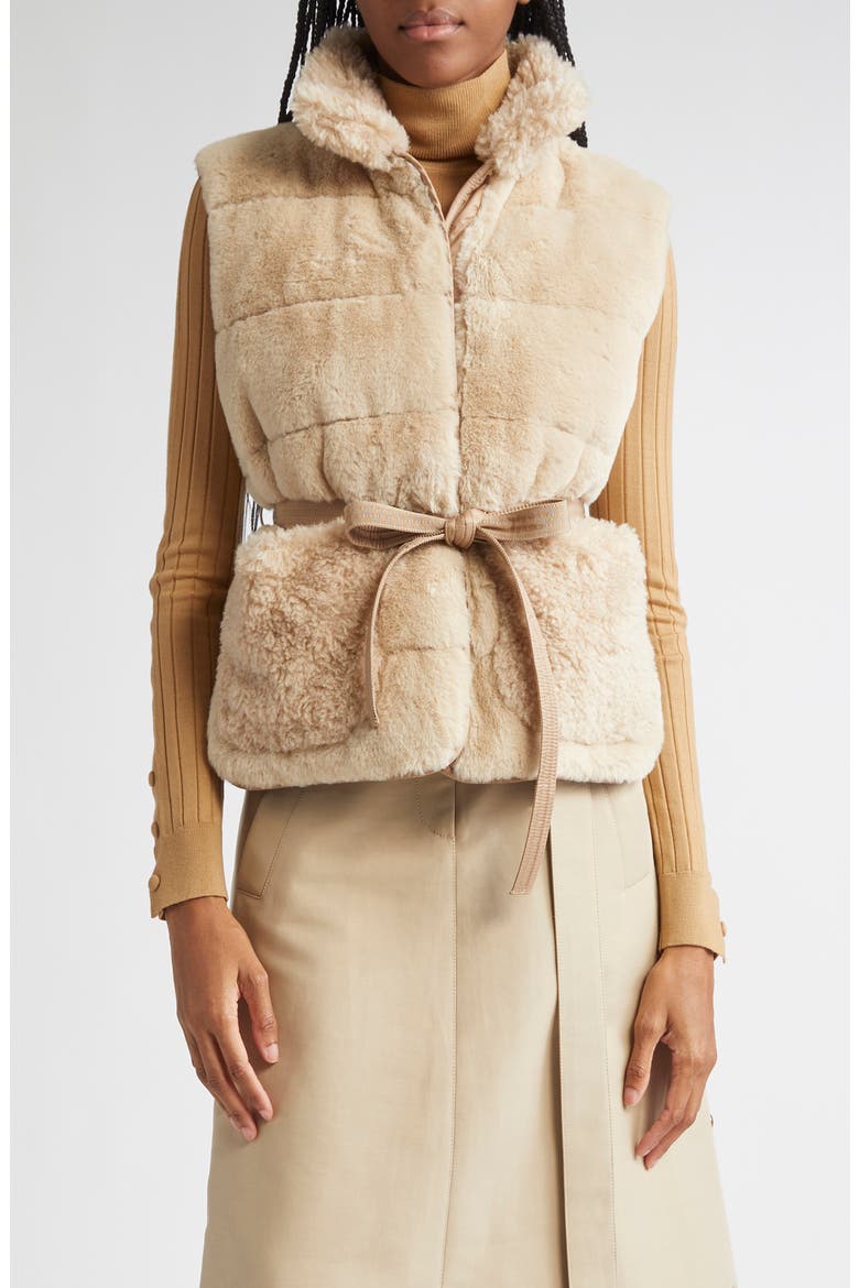 Joui Faux Fur Down Vest, Main, color, ALABASTER
