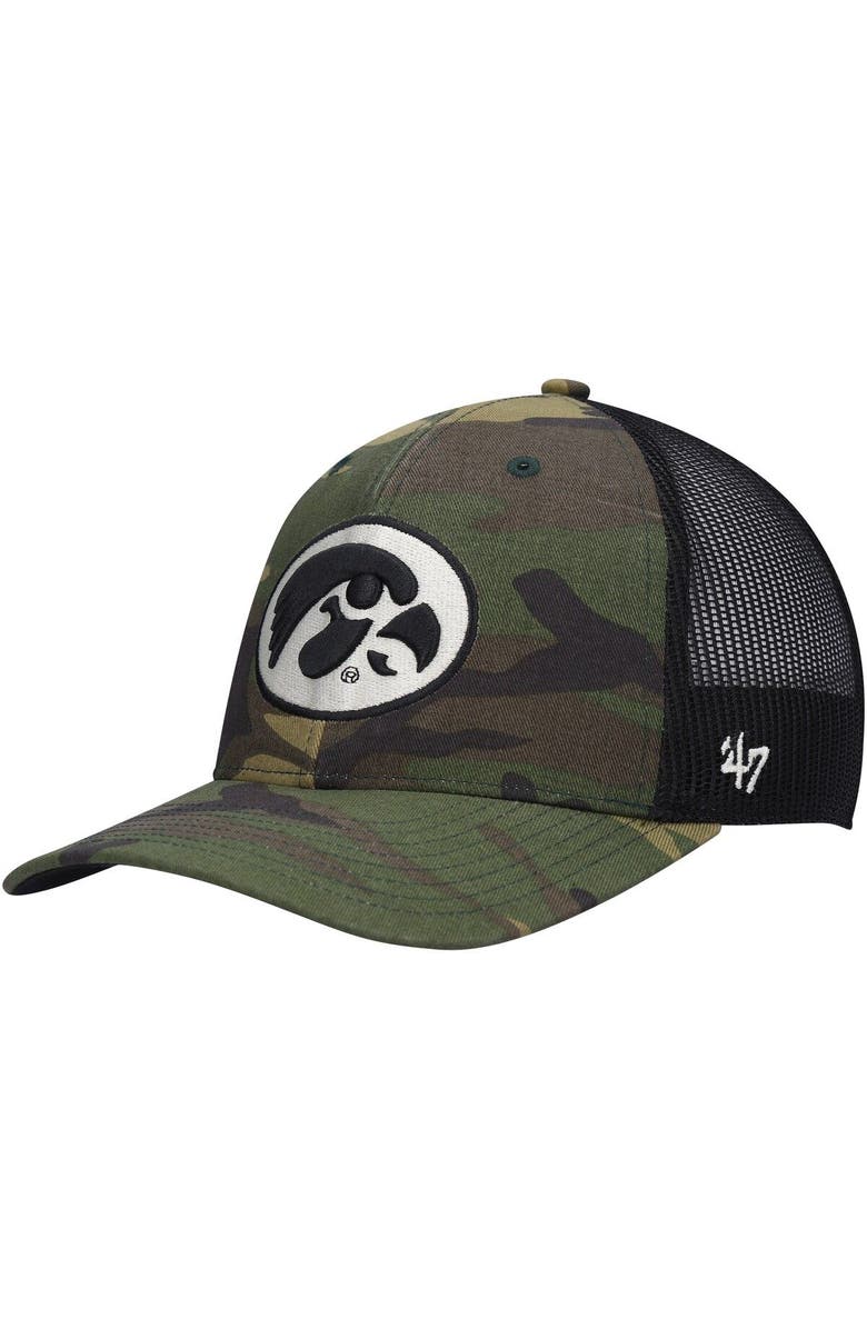 '47 Men's '47 Camo/Black Iowa Hawkeyes Team Logo Trucker Snapback Hat, Main, color, Camo