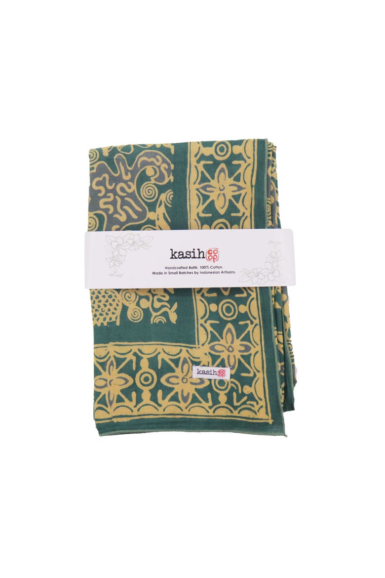 Oversized Hand Dyed Batik Bandana, Alternate, color, Abstract Flowers