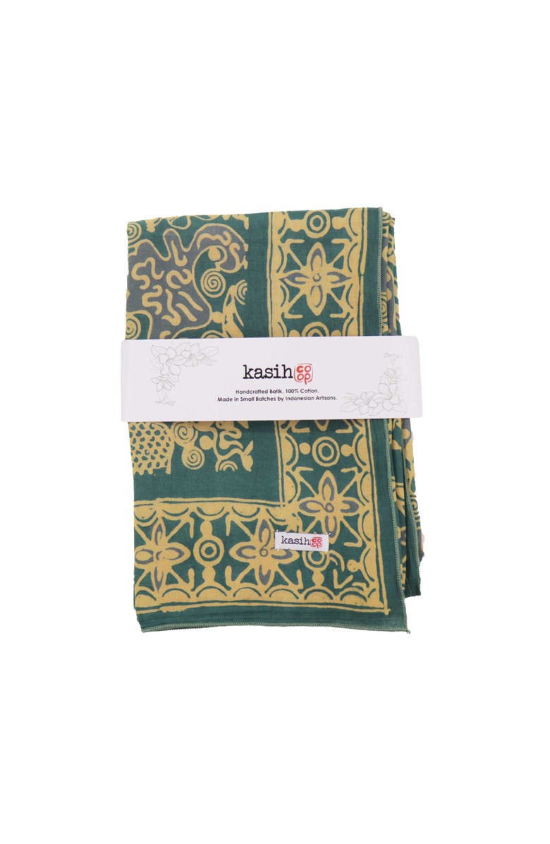 Kasih Co-op Hand Dyed Batik Bandana, Alternate, color, Abstract Flowers