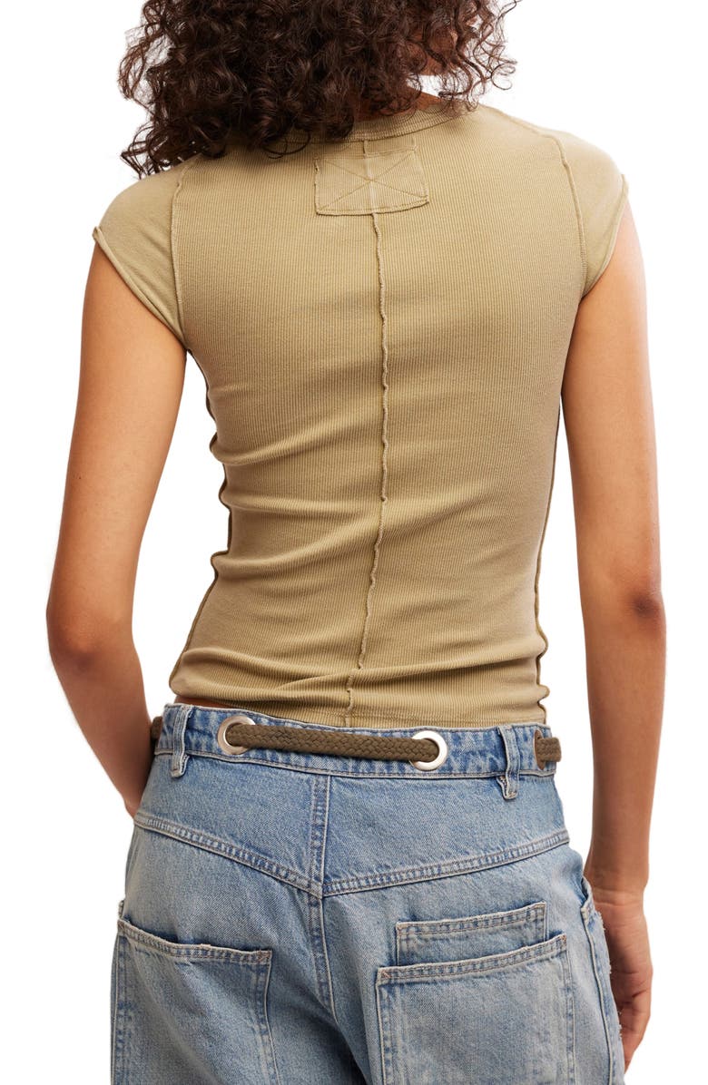 Free People Ever Had Cap Sleeve Cotton T-Shirt, Alternate, color, Python