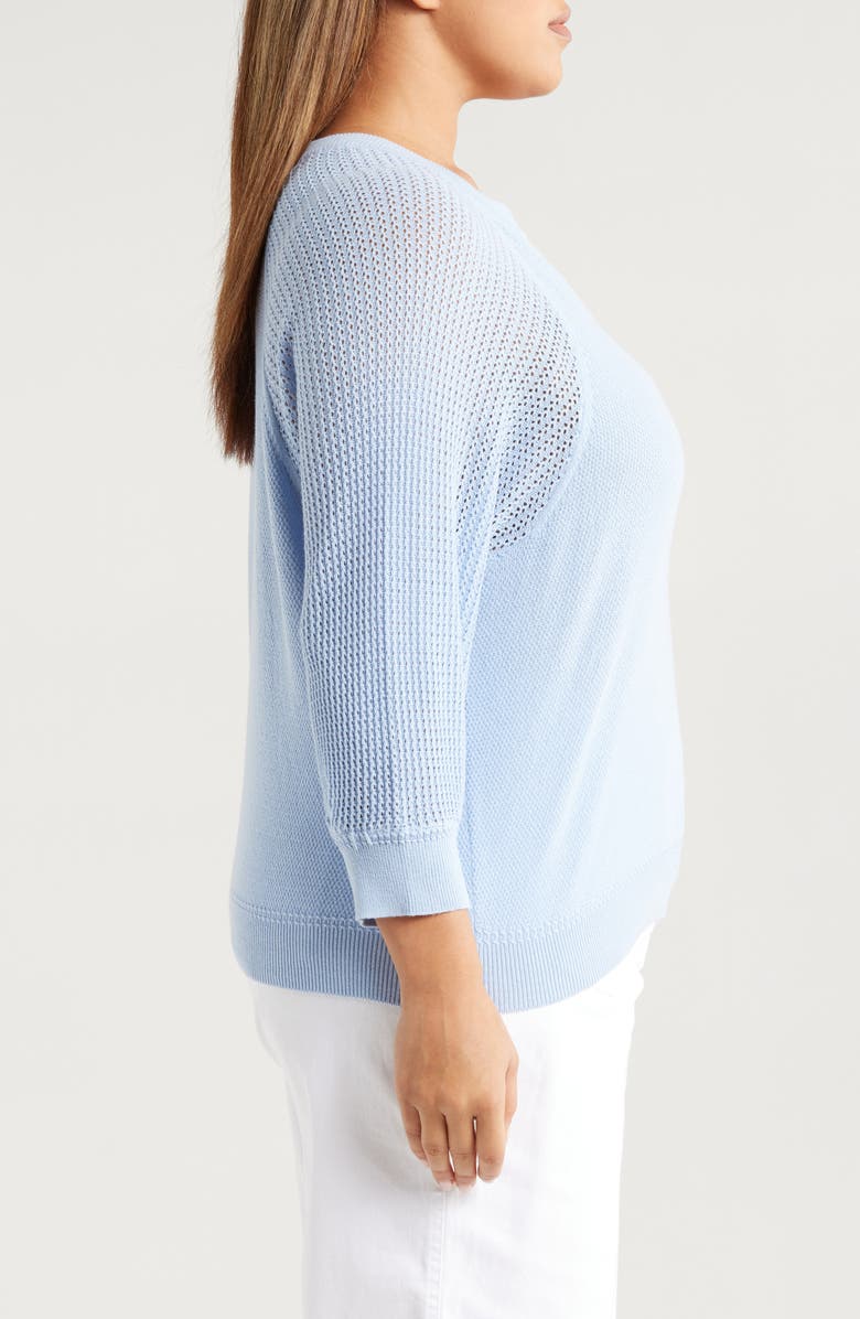 Wit & Wisdom Mixed Stitch Split Neck Sweater, Alternate, color, Blue Crush
