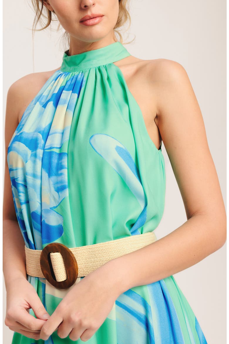 Print Maxi Dress, Alternate, color, MINT/ BLUE
