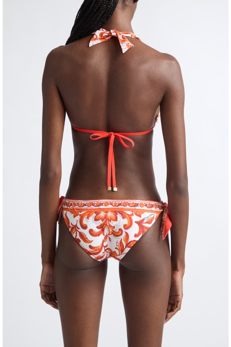 Majolica Print Triangle Two-Piece Swimsuit, Alternate, color, IH3TN MAJOLICA 6 ORANGE