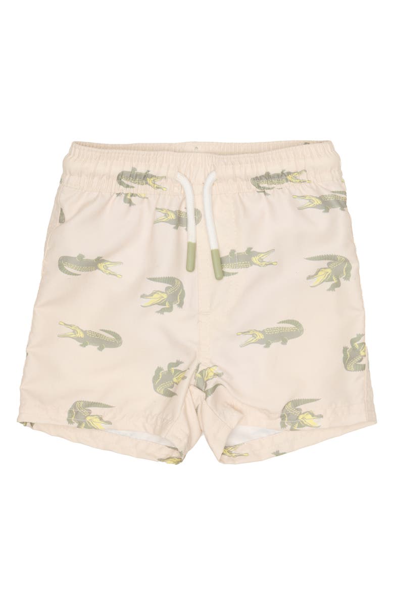 PL Baby by Petit Lem Two-Piece Rashguard Swimsuit & Bucket Hat Set, Alternate, color, Crocodile