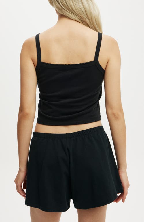 Cotton On Body Peached Jersey Button Up Cami In Black