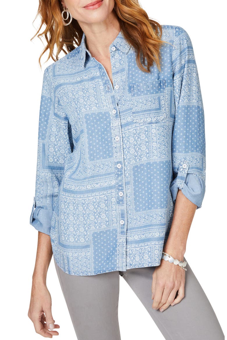 Cole Roll Sleeve Button-Up Shirt, Main, color, BLUEWASH