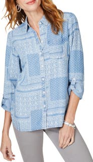 Foxcroft Cole Roll Sleeve Button-Up Shirt