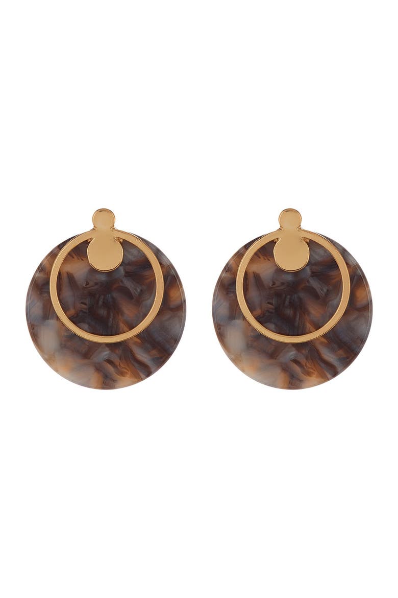 Brea Resin Hoop Earrings, Main, color, GOLD / BLACK