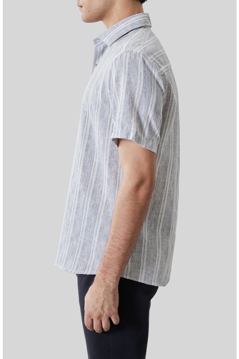 Daiki Stripe Short Sleeve Button-Up Shirt, Alternate, color, POWDER BLUE