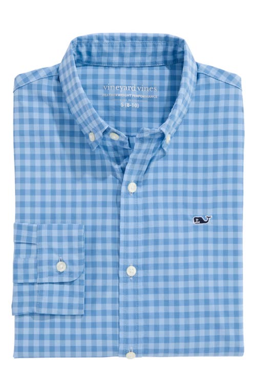 Vineyard Vines Kids' Topsail Check Featherweight Performance Button-down Shirt In Blue